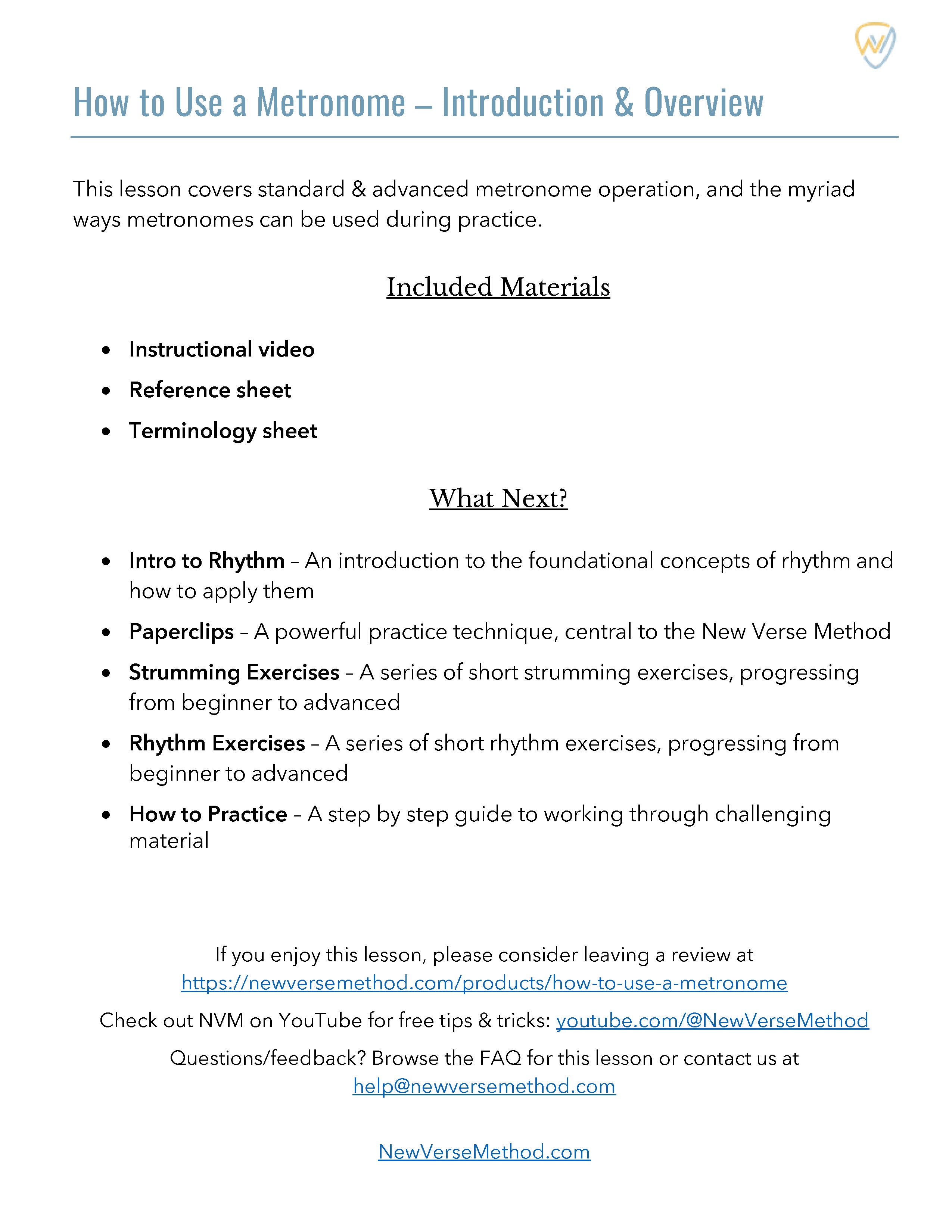 How to Use a Metronome New Verse Method